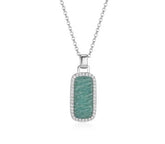 Sterling Silver Necklace with Amzonite and CZ's - 30"